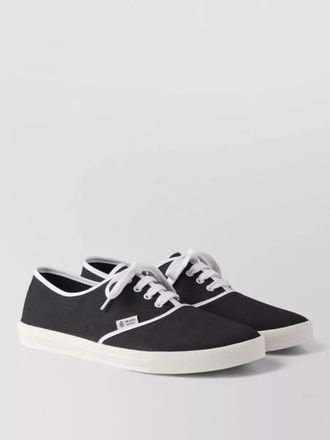 Prada lace up sneakers contrast trim rubber sole