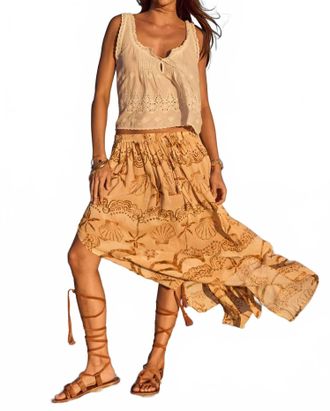 SPELL Mermaid Cove Midi Skirt In Tan