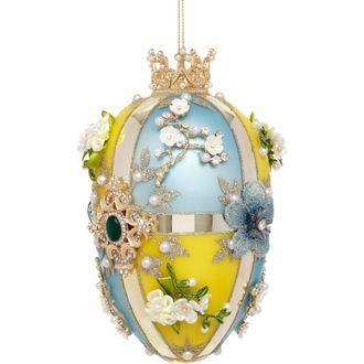 Mark Roberts Faberge Jewel Egg Ornament, Blue Yellow, Quatro in Sky Blue at Nordstrom