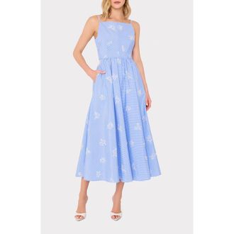 Milly Emily Beaded A-Line Dress in Blue/White at Nordstrom, Size 10