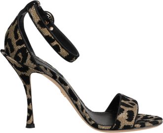 Dolce & Gabbana Gold Leopard Ankle Strap Heels Sandals Womens Shoes