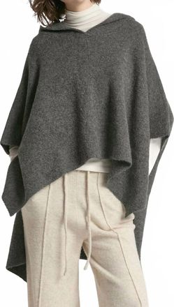 Look by M Hooded Pullover Poncho In Charcoal