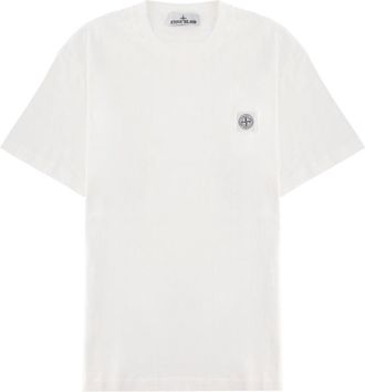 Stone Island White Logo Crew Neck T-Shirt