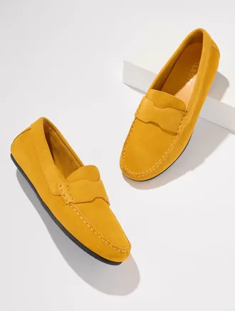 Talbots Parker Suede Moccasins Shoes - Amber Gold - 10 1/2 M Talbots