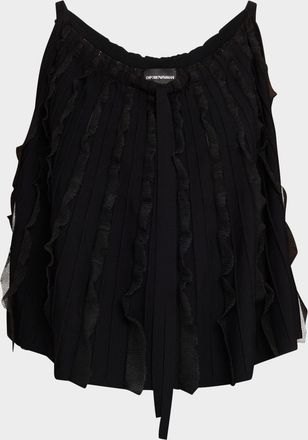 Emporio Armani Ribbed Ruffle-Trim Halter Tank
