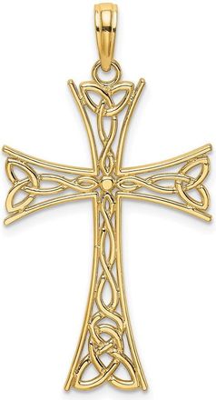 Diamond2Deal 14k Yellow Gold Polished Celtic Knot Cross Charm