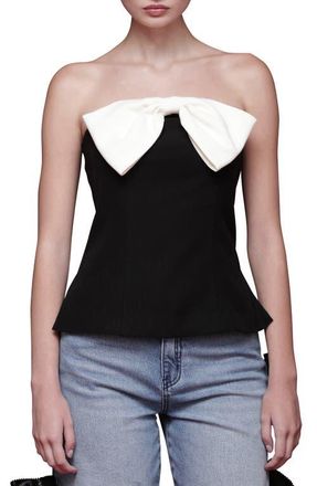 Avec Les Filles Contrast Bow Strapless Top in Black at Nordstrom, Size 10