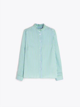 Vilagallo Womens Striped Pleated Shirt In Verde