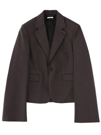 J.W.Anderson Cropped Wool Jacket with Notched Lapel and Flared Sleeves