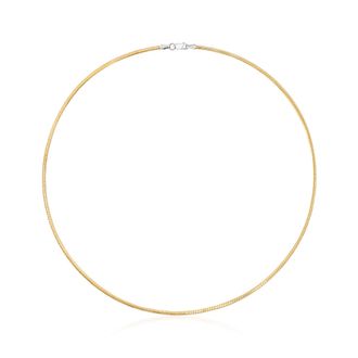 Ross-Simons Italian 2mm Reversible Omega Necklace in Sterling Silver and 18kt Gold Over Sterling