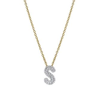 LuvMyJewelry Small Bubble Initial Letter 14K Yellow Gold Diamond Pendant Necklace in Gold S at Nordstrom