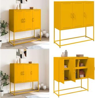 vidaXL Credenza Giallo Senape 100,5x39x107 cm in Acciaio - Credenza industriale - Credenza giallo senape