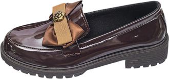 Generic Womens Black Fashion Loafer Shoes Round Toe PU Leather Non Slip Sole Ladies Formal Shoes School Work Outdoor Comfy Casual Wear Every-Day