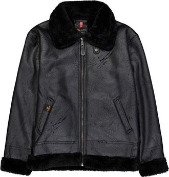 Alpha Industries Alpha Industries Mens B-3 Faux Leather Bomber Jacket - Black - Size X-Large