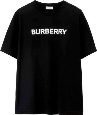 Burberry Logo Katoenen T-Shirt - Dames - T-shirts - Zwart - L - Katoen - Tops