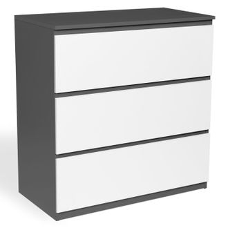 IDMarket Cassettiera A 3 Cassetti Tomi Legno Bianco E Grigio