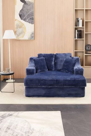 Living and Home Corduroy Chaise Lounge Sofa Bed in Blue