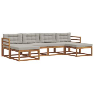 vidaXL Conjunto De Sof&aacute;s De Exterior 6 Pcs Gris Natural Y Claro Vidaxl
