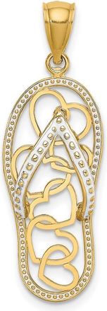Diamond2Deal 14k Yellow Gold Multi Heart Flip-Flop White Enamel Charm