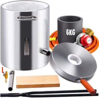 OEM Schmelzofen Propan Metall Schmelzofen 6 Kg, Edelstahl Schmelzofen Gas 1482 &deg; Inkl. 1 X Brenner, 1 X Tiegel, Schmiede Messerherstellung Schmiedeset F&uuml;r