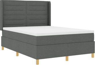 vidaXL Cama Tipo Box Spring Con Colch&oacute;n Gris 140 X 200 Cm Tela Vidaxl