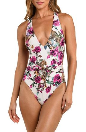L'agence Rose Leopard One-Piece Swimsuit in White Multi at Nordstrom, Size X-Large