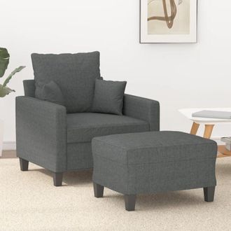 vidaXL Poltrona con Poggiapiedi Grigio Scuro 60 cm in Tessuto - Vidaxl