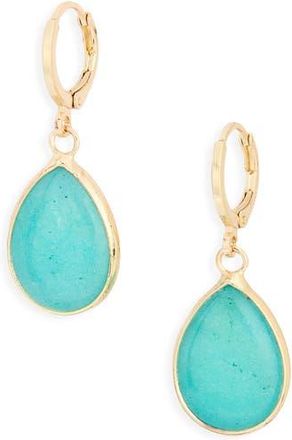 Nordstrom Rack Semiprecious Stone Teardrop Earrings in Aqua- Gold at Nordstrom Rack