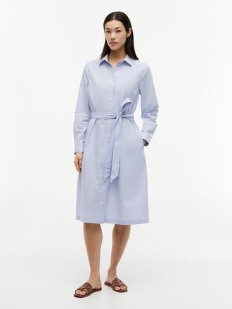 Tommy Hilfiger Womens Allover Floral Striped Midi Shirtdress - Thunder Lilac - XXL