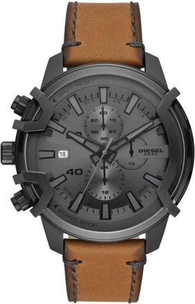 Diesel Accessoires, Heren, Grijs, ONE Size, Leer, Quartz Chronograph Horloge