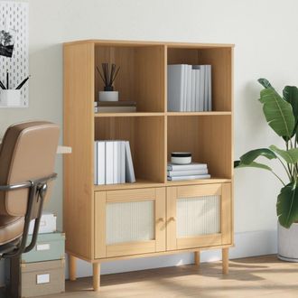 vidaXL Vidaxl - Estanter&iacute;a Senja Aspecto Rat&aacute;n Madera Pino Marr&oacute;n 90x35x130 Cm