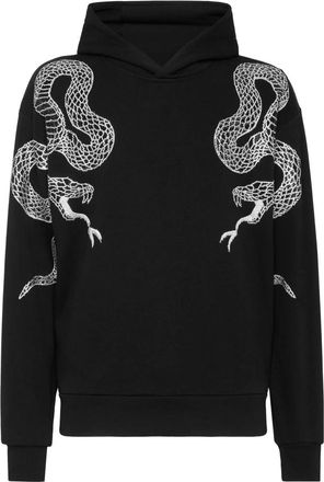 Philipp Plein Crystal Snake Hoodie - Heren - Hoodies - Zwart - 2XL - Katoen - Hoodies & sweatvesten