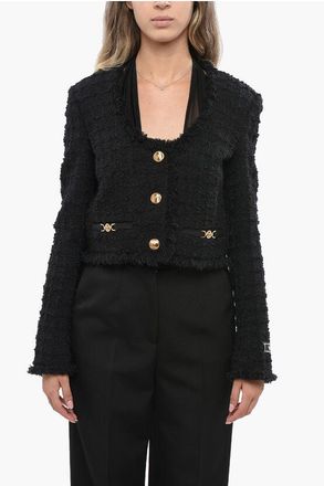 Versace Blazer Crop in Buocle con Bottoni Effetto Dorato Logati taglia 40