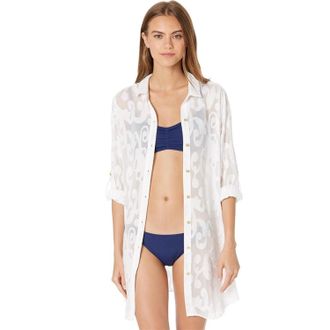 Lilly Pulitzer Natalie Cover Up Shirtdress Resort White Beach JZZ436