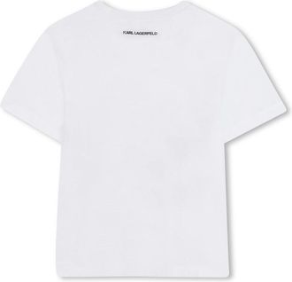 Karl Lagerfeld Logo-Embroidered Cotton T-Shirt - White