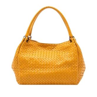 Bottega Veneta Pre-owned Handbags, female, Yellow, Size: ONE SIZE Pre-owned Woven Leather Tote