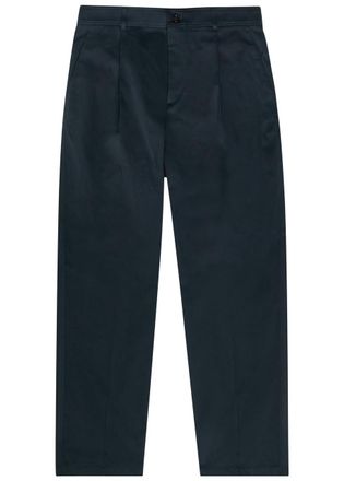Valentino Garavani Logo-embroidered Cotton Gabardine Trousers - Navy - 52 (IT52 / XL)
