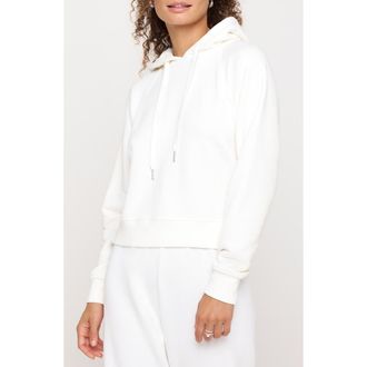 Spiritual Gangster All Eyes Harper Cotton & Modal Graphic Crop Hoodie in White at Nordstrom Rack, Size Large