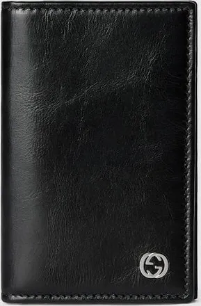 Gucci Card Case Wallet With Interlocking G, Black, Leather
