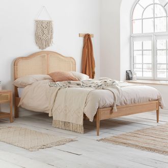 Birlea Rattan Wooden Bed Frame Leonie Bedstead in Brown | Size: Double