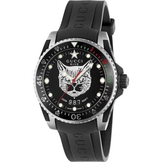 Gucci YA136320 Feline Motif Black Dial Unisex Watch - One Size