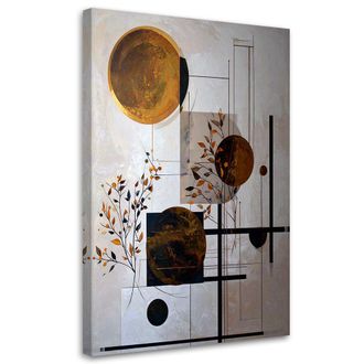 Feeby Impresi&oacute;n De Imagen, Abstracci&oacute;n Geom&eacute;trica: C&iacute;rculos Y Hojas En Marr&oacute;n, 80x120