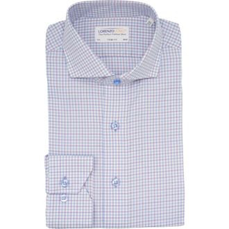 Lorenzo Uomo Trim Fit Large Grid Dress Shirt in Purple at Nordstrom Rack, Size 16.5 - 34/35