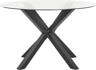 Beliani Mesa de jard&iacute;n 120 cm 120 cm Vidrio Negro