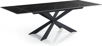 Oresteluchetta Mesa extensible cerámica mármol negro acero negro 75x120-180 cm