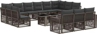 vidaXL Conjunto De Sof&aacute;s De Jard&iacute;n 14 Uds. Gris Y Gris Oscuro Vidaxl