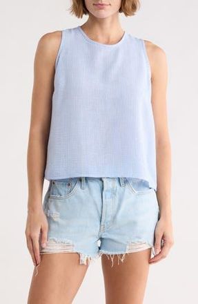 Renee C Stripe Sleeveless Cotton Top in Light Blue at Nordstrom Rack, Size X-Large