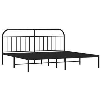 Berkfield Home Metal Bed Frame with Headboard Black 200x200 cm