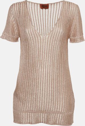 Missoni Metallic Lurex Knit V-Neck Top