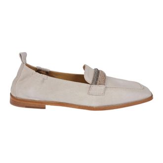 Eleventy Loafers, female, Beige, Size: 10 US Crystal-embellished Loafers